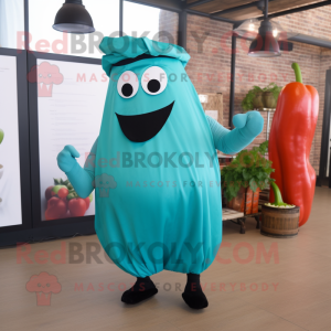 Teal Pepper maskot kostume...