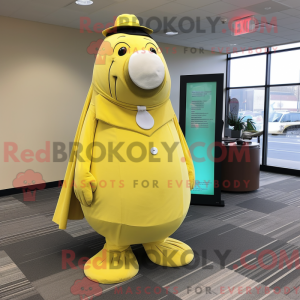 Lemon Yellow Walrus mascot...