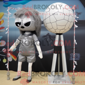 Gray Volleyball Net mascot...