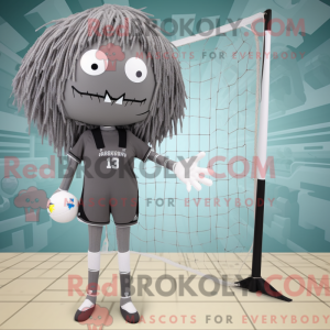 Grå Volleyball Net maskot...