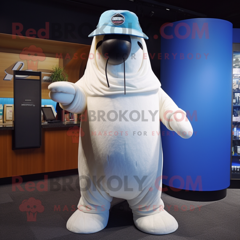 White Walrus mascot costume character dressed with a Flare Jeans and Hats White Walrus mascot costume character dressed with a Flare Jeans and Hats
