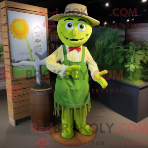 Lime Green Scarecrow mascot...