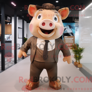 Brown Pig mascot costume...