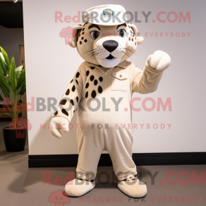 Cream Jaguar maskot kostume...