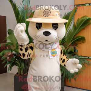 Cream Jaguar maskot kostume...