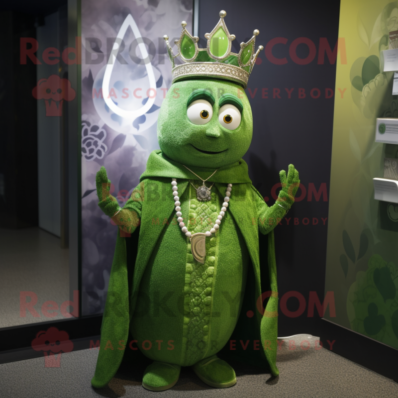 Green Queen mascot costume character dressed with a Hoodie and Necklaces Green Queen mascot costume character dressed with a Hoodie and Necklaces