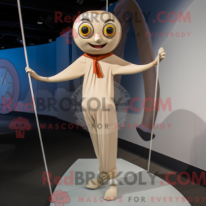 Fantasia de mascote Equilibrista Bege com jeans bootcut e xales - Mascotes do Equilibrista - REBROKO_364021 - RedBrokoly.com