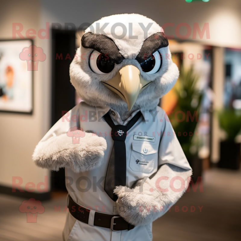 Silver Falcon mascot costume character dressed with a Shorts and Suspenders