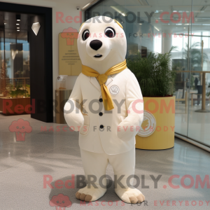 Cream Seal mascot costume...