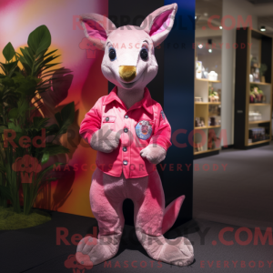 Pink kænguru maskot kostume...