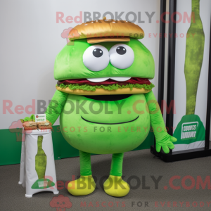 Lime Green Hamburger mascot...