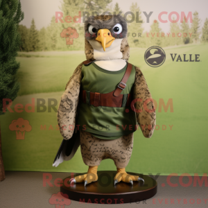 Olive Falcon maskot kostume...