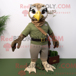 Olive Falcon maskot kostume...