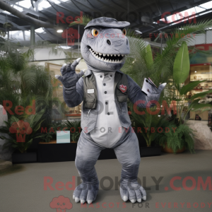 Sølv Tyrannosaurus maskot...