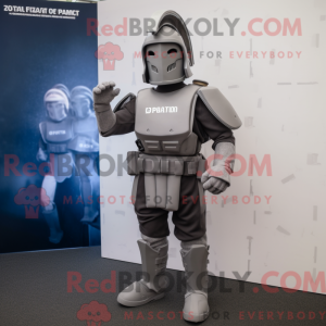 Grå Spartan Soldier maskot...
