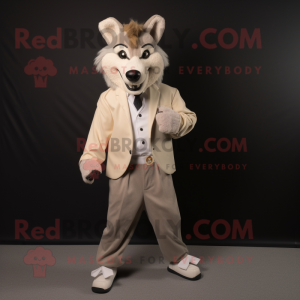 Beige Wolf mascotte kostuum...