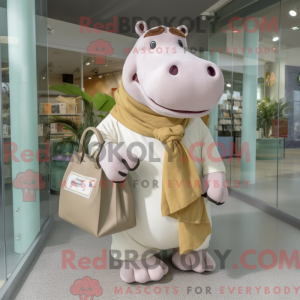 Cream Hippopotamus mascot...