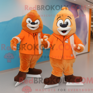 oransje par skøyter maskot...