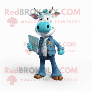 Cyan Guernsey Cow maskot...