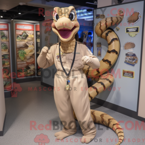 Tan Snake maskot kostyme...
