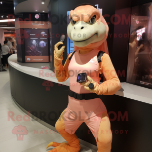 Peach Komodo Dragon maskot...