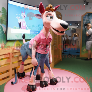 Rosa Okapi-maskotdraktfigur...