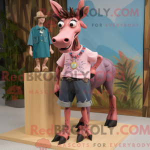 Pink Okapi maskot kostume...