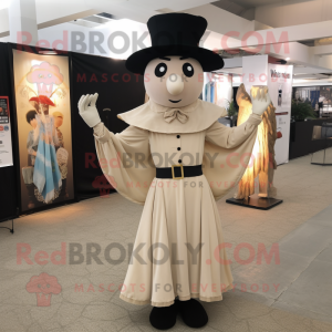 Beige Magician mascot costume character dressed with a Sheath Dress and Suspenders