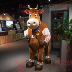 Brun Guernsey Cow maskot...