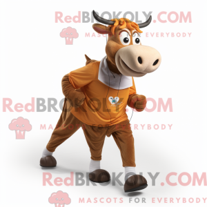 Brown Guernsey Cow mascot...