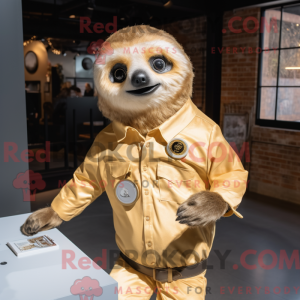 Gold Sloth maskot kostume...