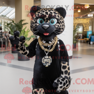 Svart Cheetah-maskotkostyme...