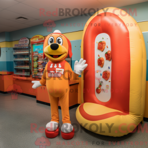 Peach Hot Dog Maskottchen...