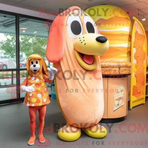Peach Hot Dog Maskottchen...