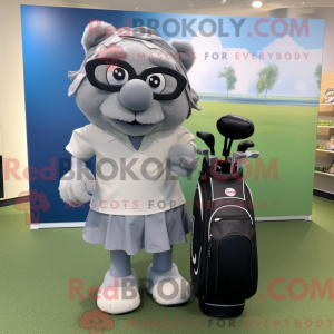 Grå Golf Bag maskot kostyme...