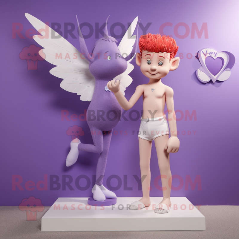 Lavender Cupid mascot costume character dressed with a One-Piece Swimsuit and Cufflinks Lavender Cupid mascot costume character dressed with a One-Piece Swimsuit and Cufflinks
