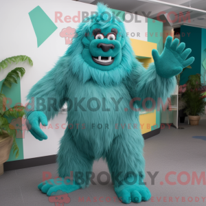 Blågrøn Sasquatch maskot...
