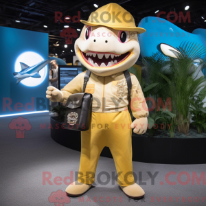 Gold Shark-maskotdraktfigur...