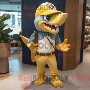 Gold Shark mascot costume...