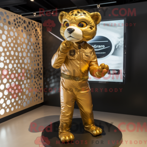 Guld Jaguar maskot kostume...