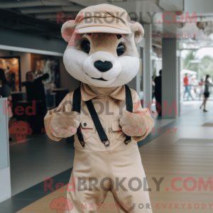 Beige fret mascottekostuum...