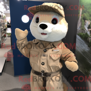 Beige ildermaskotdraktfigur...