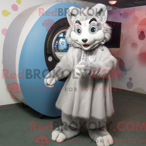 Sølv Lynx-maskotdraktfigur...