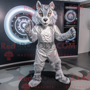 Sølv Lynx-maskotdraktfigur...