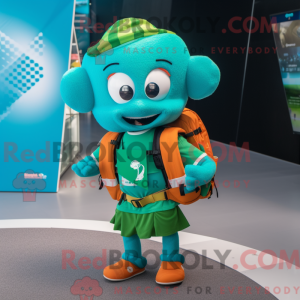 Maskotkarakter av et cyan...