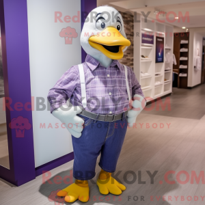 Maskot postava fialové husy...