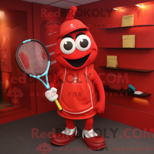 Maskot-karakter af en rød...