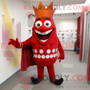 Maskot karakter af en rød...
