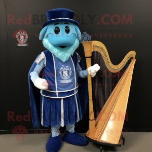 Blå Celtic Harpe maskot...