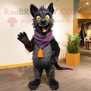 Black Chupacabra mascot costume character dressed with a Corduroy Pants and Scarf clips
